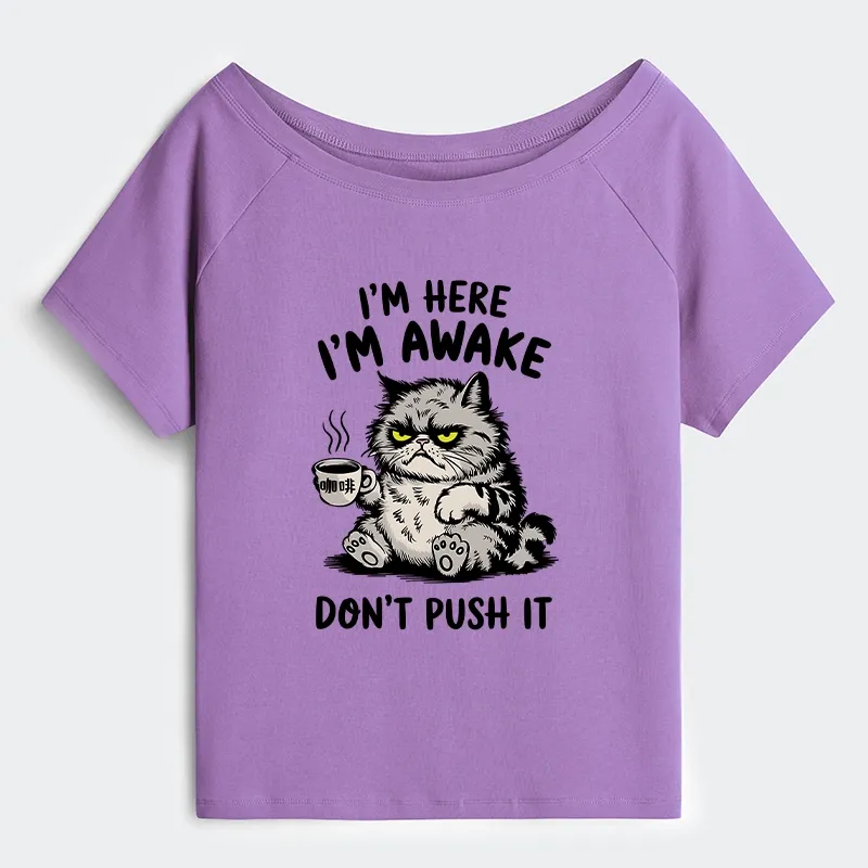 Tokyo-Tiger Tired Cat Off Shoulder T-Shirt