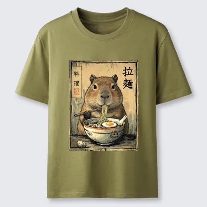Tokyo-Tiger Capybara Enjoying A Bowl Of Ramen Classic T-Shirt