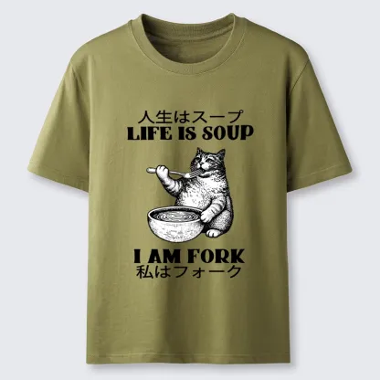 Tokyo-Tiger Cat Eating Soup With A Fork Classic T-Shirt