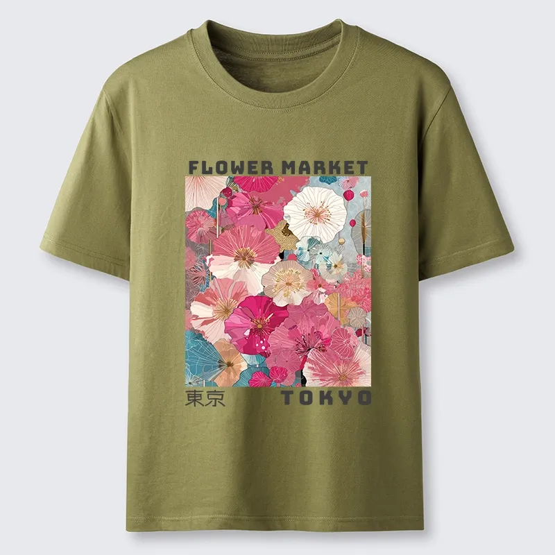 Tokyo-Tiger Market Colorful Floral Art Classic T-Shirt