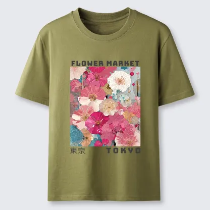 Tokyo-Tiger Market Colorful Floral Art Classic T-Shirt