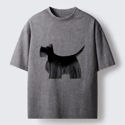 Tokyo-Tiger Minimalist Dog Art That Pops Off Washed T-Shirt