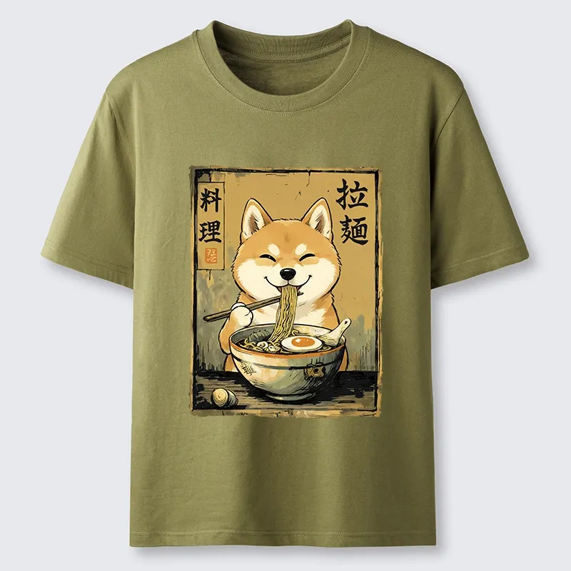Tokyo-Tiger Happy Shiba Eating Ramen Classic T-Shirt