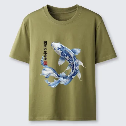 Tokyo-Tiger Blue And White Koi Fish Japanese Art Print Classic T-Shirt