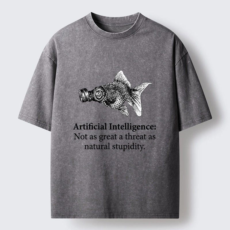 Tokyo-Tiger Natural Stupidity Beats AI Every Time Washed T-Shirt