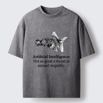 Tokyo-Tiger Natural Stupidity Beats AI Every Time Washed T-Shirt