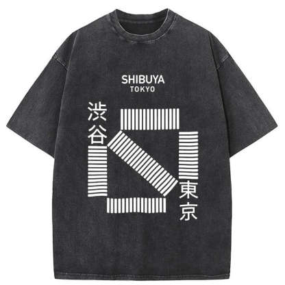 Tokyo-Tiger Japanese Shibuya Crossing Washed T-Shirt