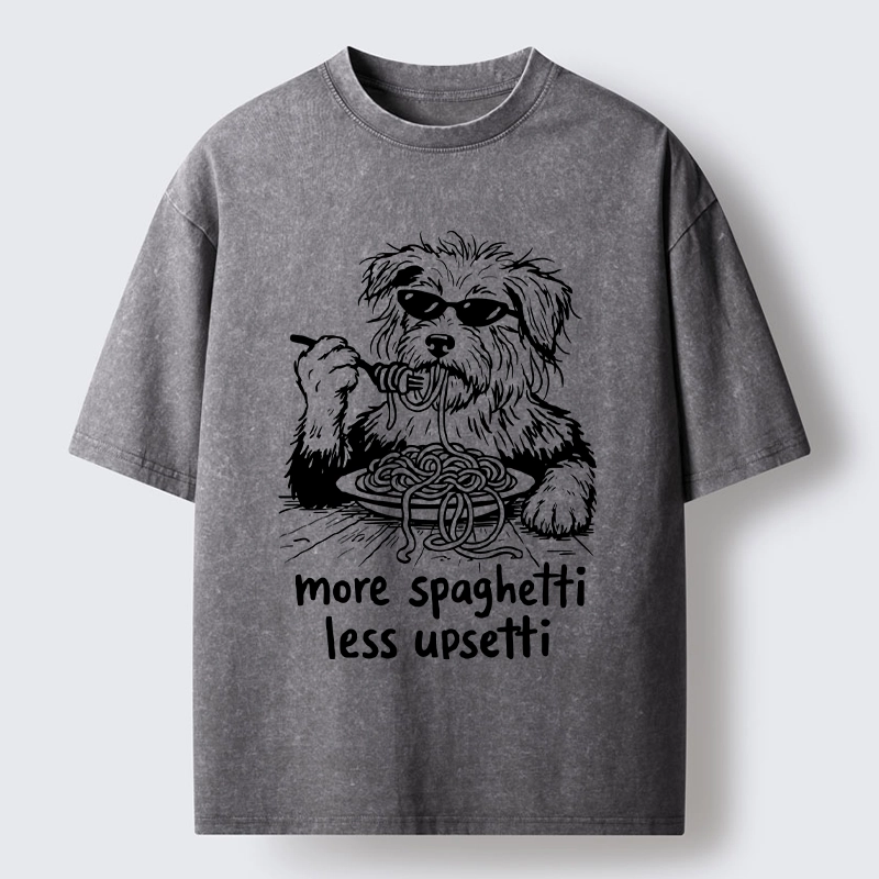 Tokyo-Tiger Cool Dog Eating Spaghetti Like A Boss Washed T-Shirt