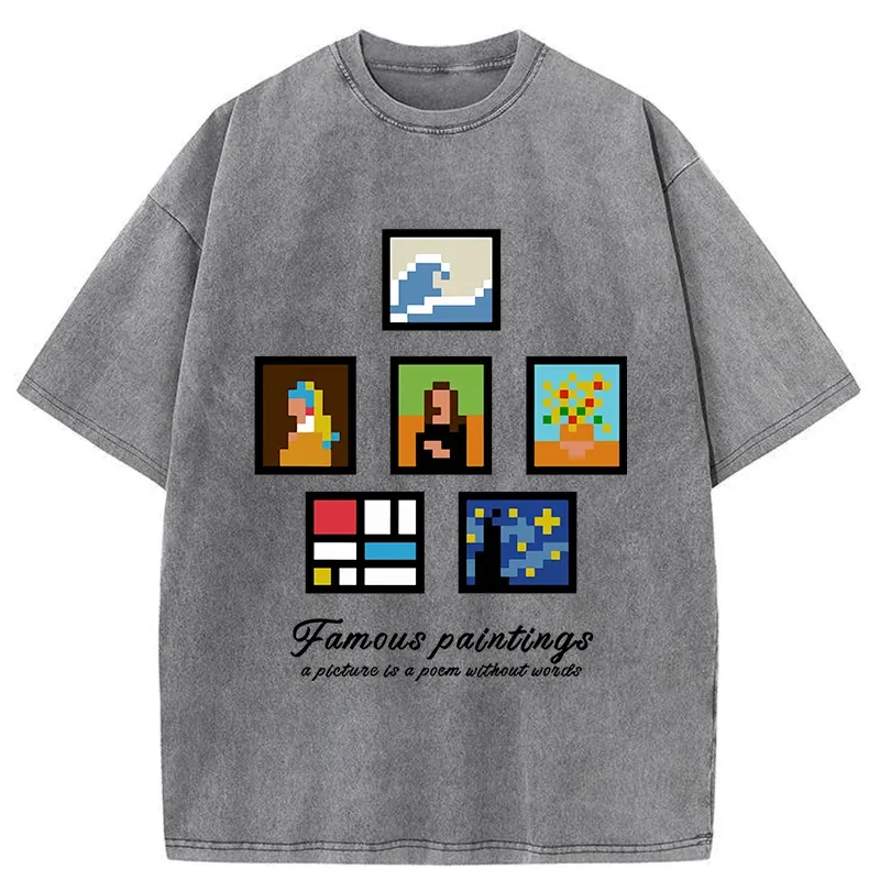Tokyo-Tiger Famous Paintings Washed T-Shirt