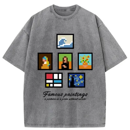 Tokyo-Tiger Famous Paintings Washed T-Shirt