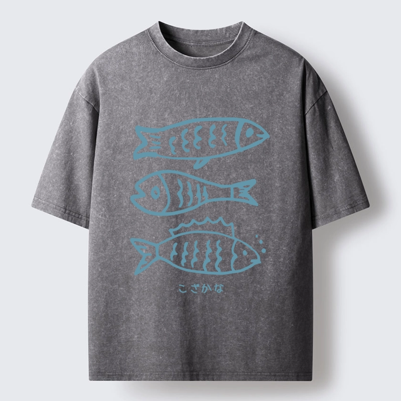 Tokyo-Tiger Three Simple Fish Swimming In The Sea Washed T-Shirt