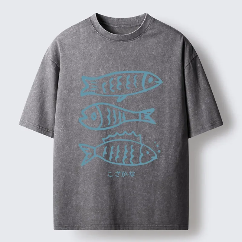 Tokyo-Tiger Three Simple Fish Swimming In The Sea Washed T-Shirt