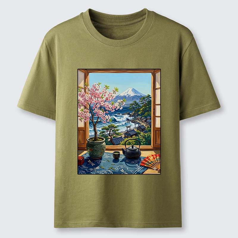 Tokyo-Tiger Mount Fuji View From Japanese Window Classic T-Shirt