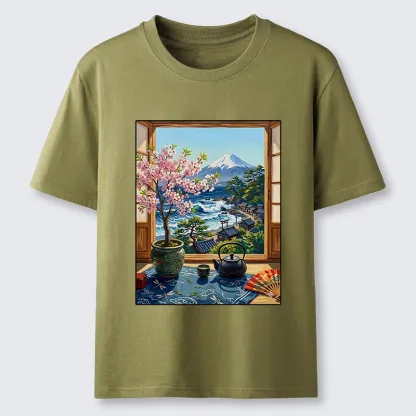 Tokyo-Tiger Mount Fuji View From Japanese Window Classic T-Shirt
