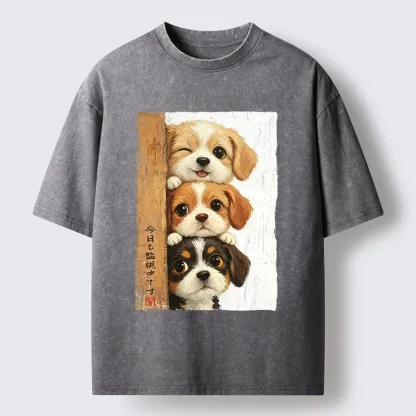Tokyo-Tiger Dog Squad Watching You Washed T-Shirt