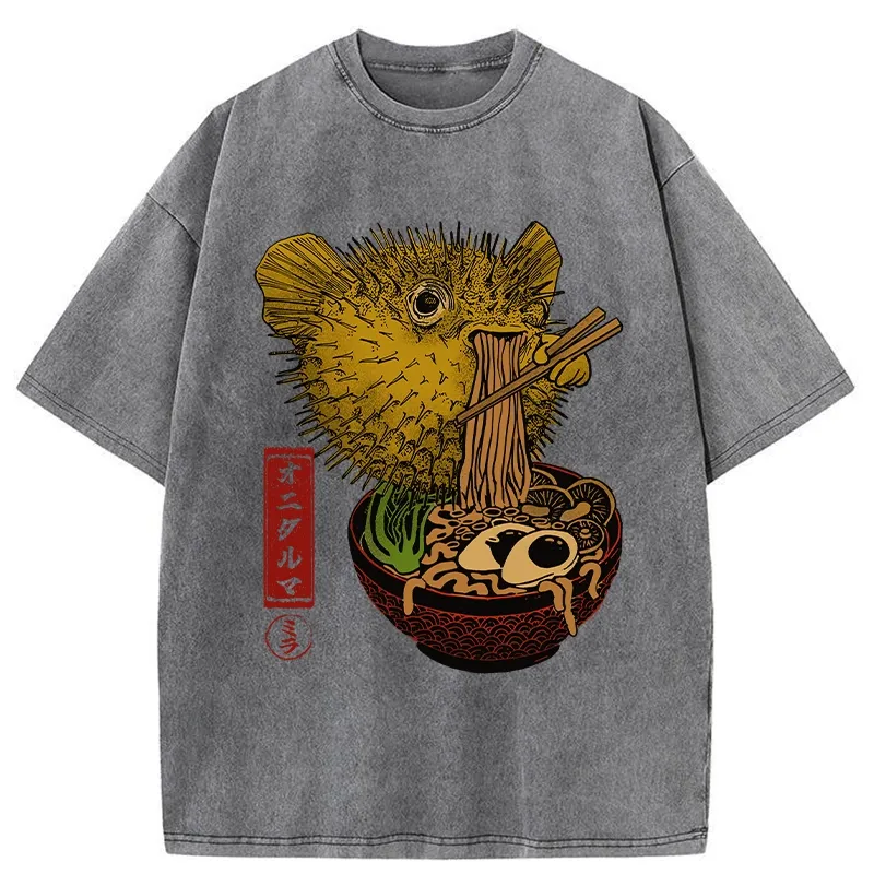Tokyo-Tiger Ramen Lover Fugu Washed T-Shirt