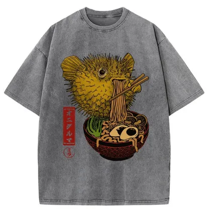 Tokyo-Tiger Ramen Lover Fugu Washed T-Shirt