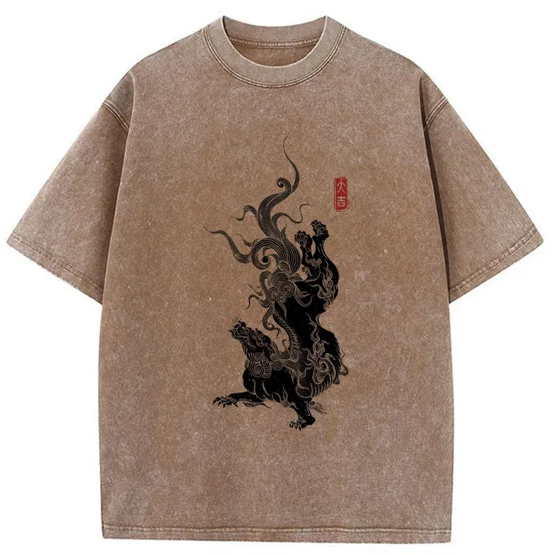 Tokyo-Tiger Japanese Mythical Beasts Washed T-Shirt