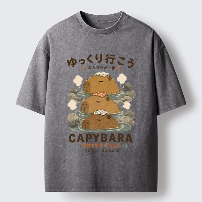 Tokyo-Tiger Hot Spring Life Slow Vibes Only Washed T-Shirt