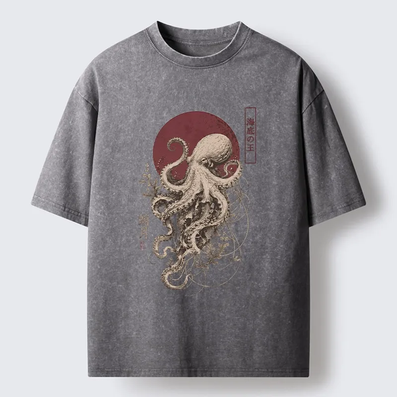 Tokyo-Tiger Deep Sea King Octopus Washed T-Shirt
