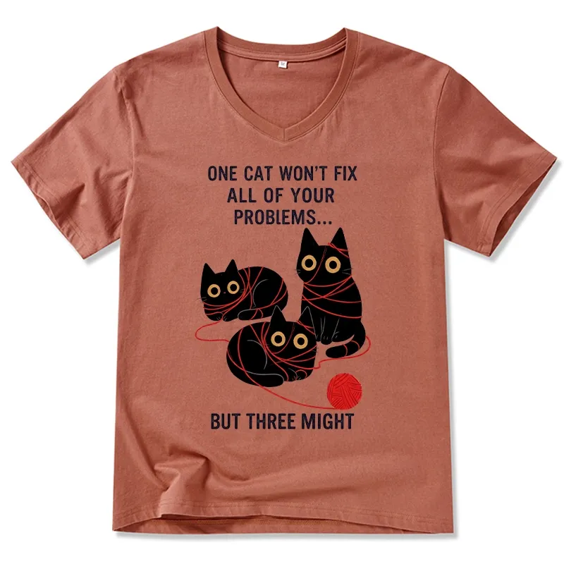 Tokyo-Tiger Three Cats Fix All Problems V-Neck Classic T-Shirt