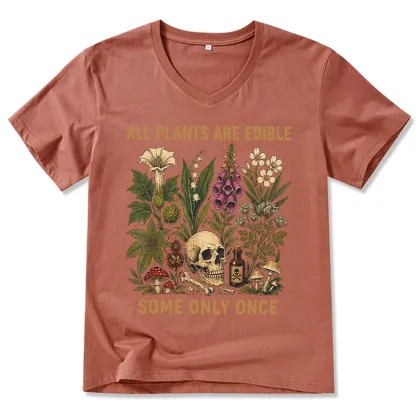 Tokyo-Tiger Edible Plants Some Only Once Joke V-Neck Classic T-Shirt