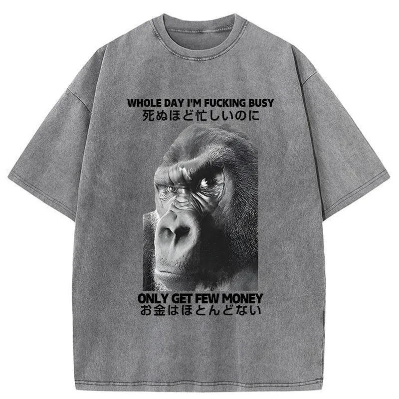 Tokyo-Tiger Making Money Gorilla Funny Washed T-Shirt