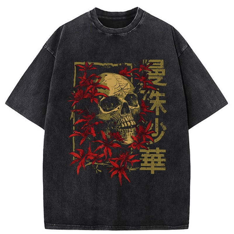 Tokyo-Tiger Skull in Lycoris Washed T-Shirt