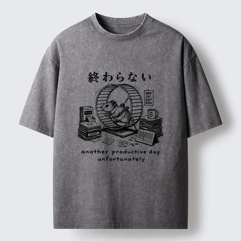 Tokyo-Tiger The Never Ending Work Hamster Washed T-Shirt