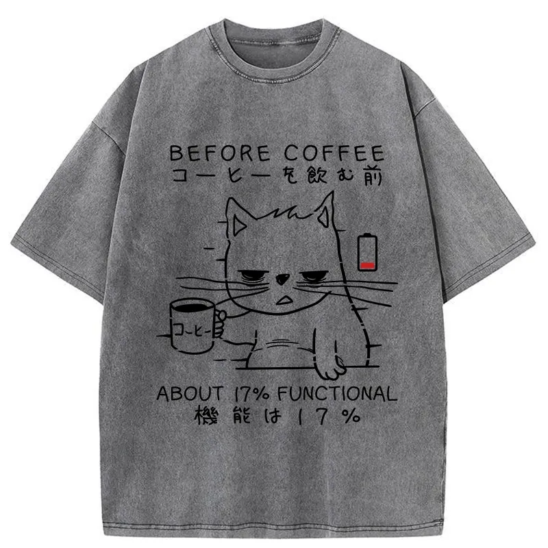Tokyo-Tiger Before Coffee About 17% Functional Washed T-Shirt