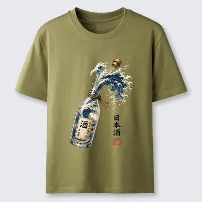 Tokyo-Tiger Ocean Wave Poured From A Sake Bottle Classic T-Shirt