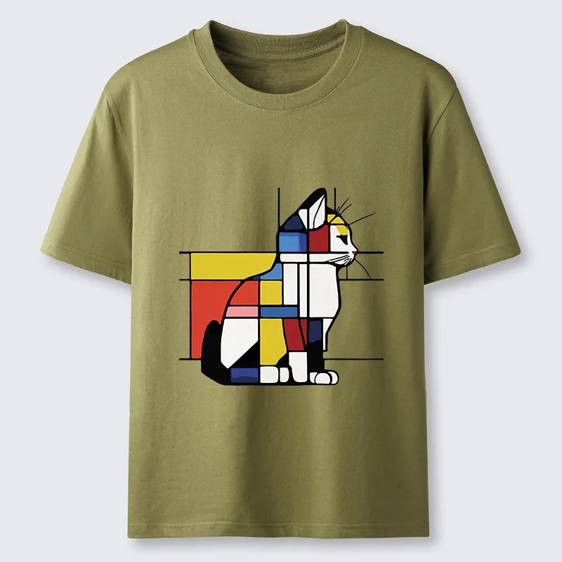 Tokyo-Tiger Geometric Cat Art In Primary Colors Classic T-Shirt