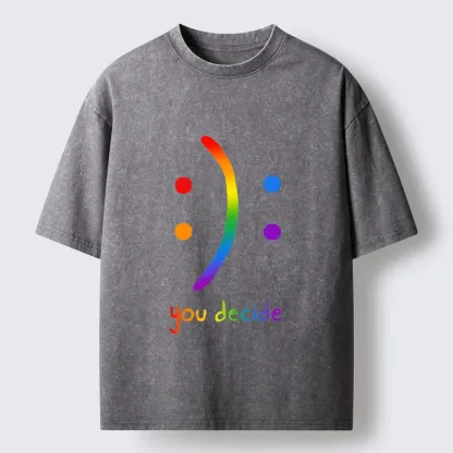 Tokyo-Tiger Colorful Rainbow Emoji You Decide Washed T-Shirt