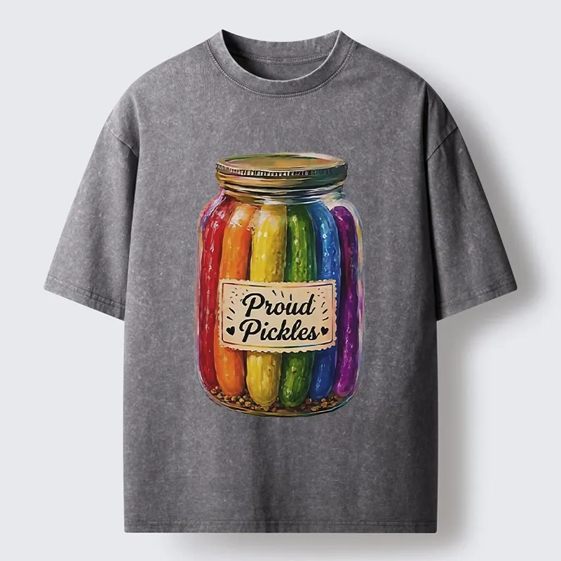 Tokyo-Tiger Proud Pickles Rainbow Pride Jar Washed T-Shirt