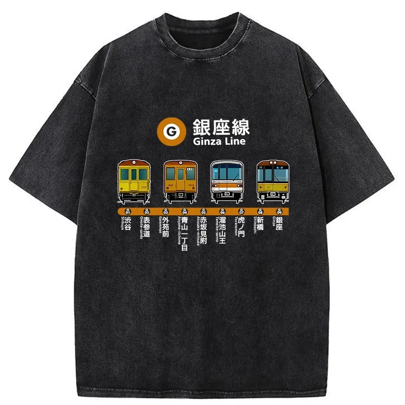 Tokyo-Tiger Japanese Ginza Line Washed T-Shirt