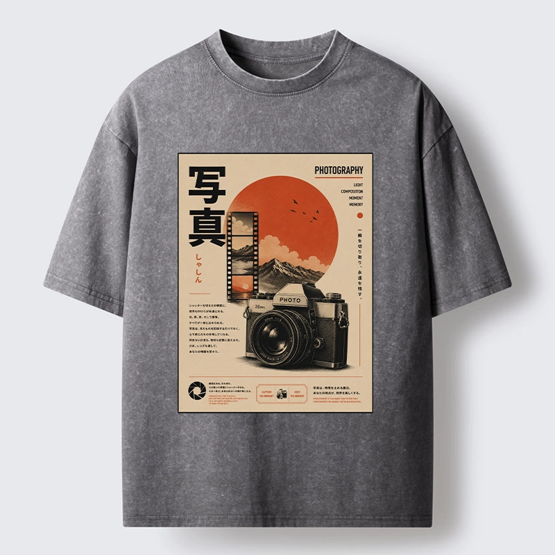 Tokyo-Tiger Vintage Japanese Photography Camera Poster Washed T-Shirt
