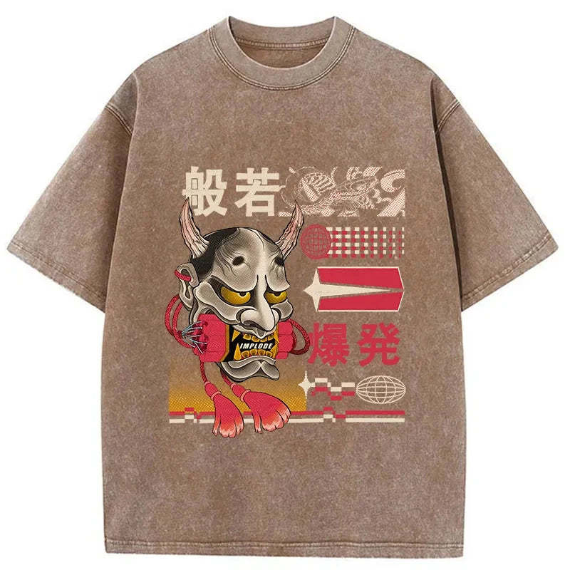 Tokyo-Tiger Hannya Mask Japanese Washed T-Shirt