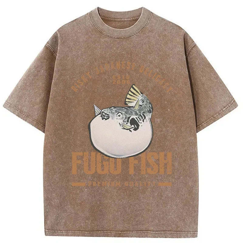 Tokyo-Tiger Fugu Fish Japanese Washed T-Shirt