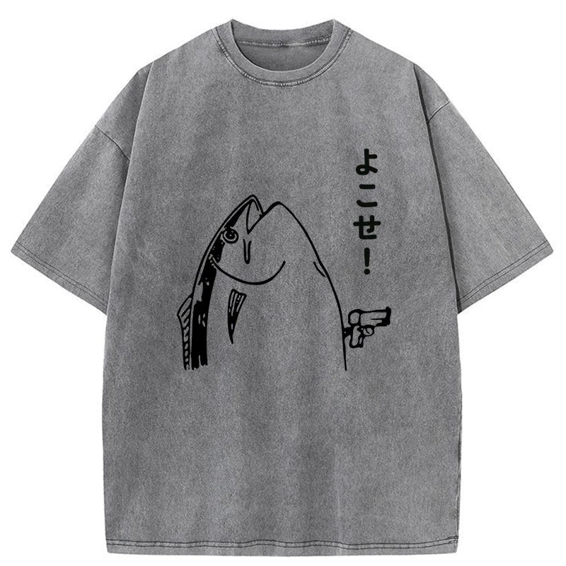 Tokyo-Tiger Fish Hold Up Gun Washed T-Shirt Sale – tokyo-tiger