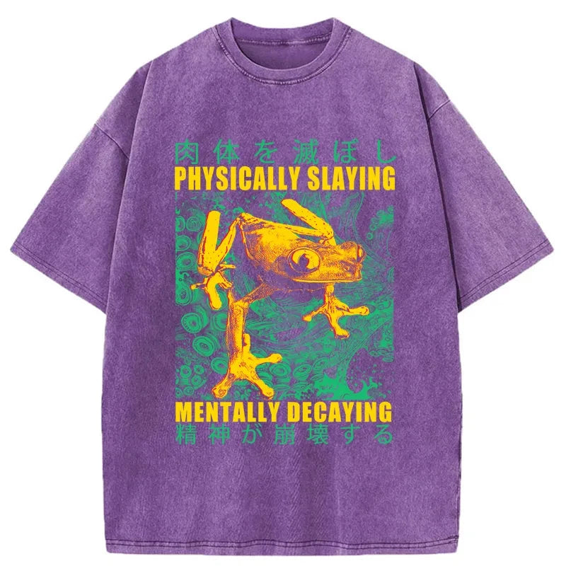 Tokyo-Tiger Physically Slaying Mentally Decaying Washed T-Shirt