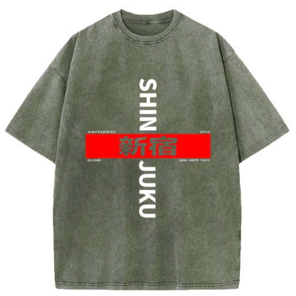 Tokyo-Tiger Shinjuku Prefecture Japan Washed T-Shirt
