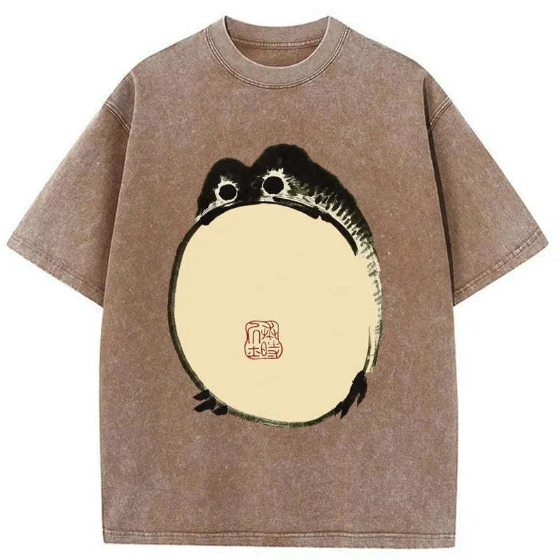 Tokyo-Tiger Grumpy Frog Japanese Washed T-Shirt