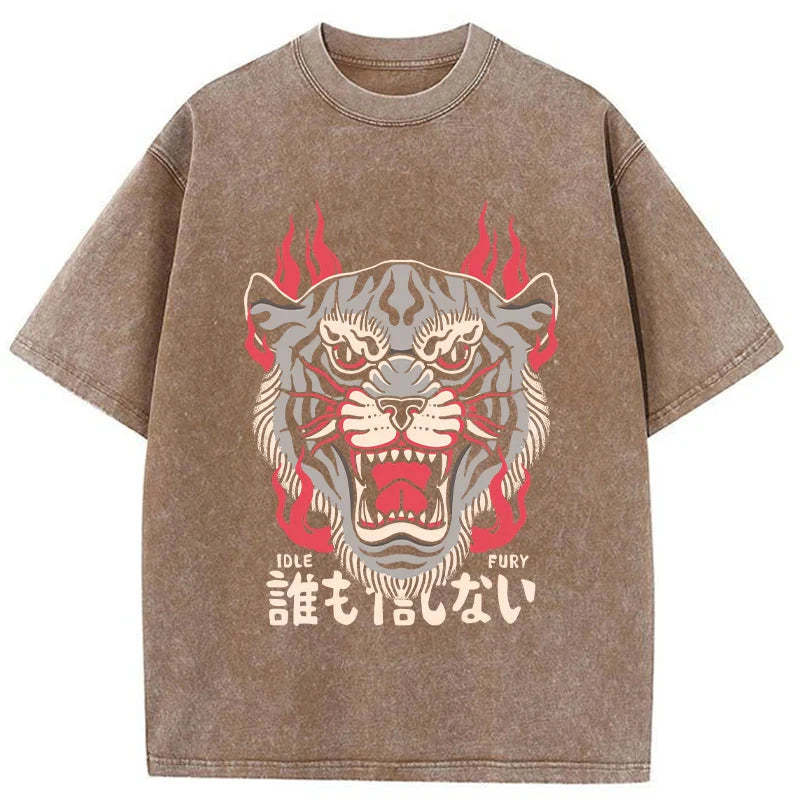 Tokyo-Tiger Japanese Tiger Fire Washed T-Shirt