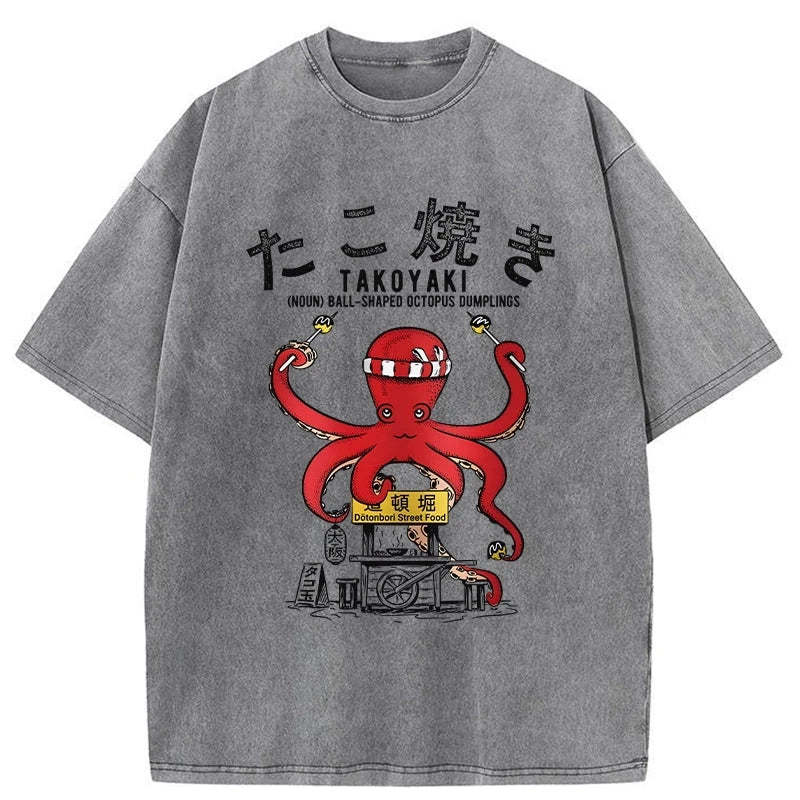 Tokyo-Tiger Takoyaki Octopus Balls Washed T-Shirt