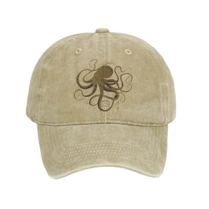 Tokyo-Tiger Octopus Japanese Gold Print Tattoo Washed Cap