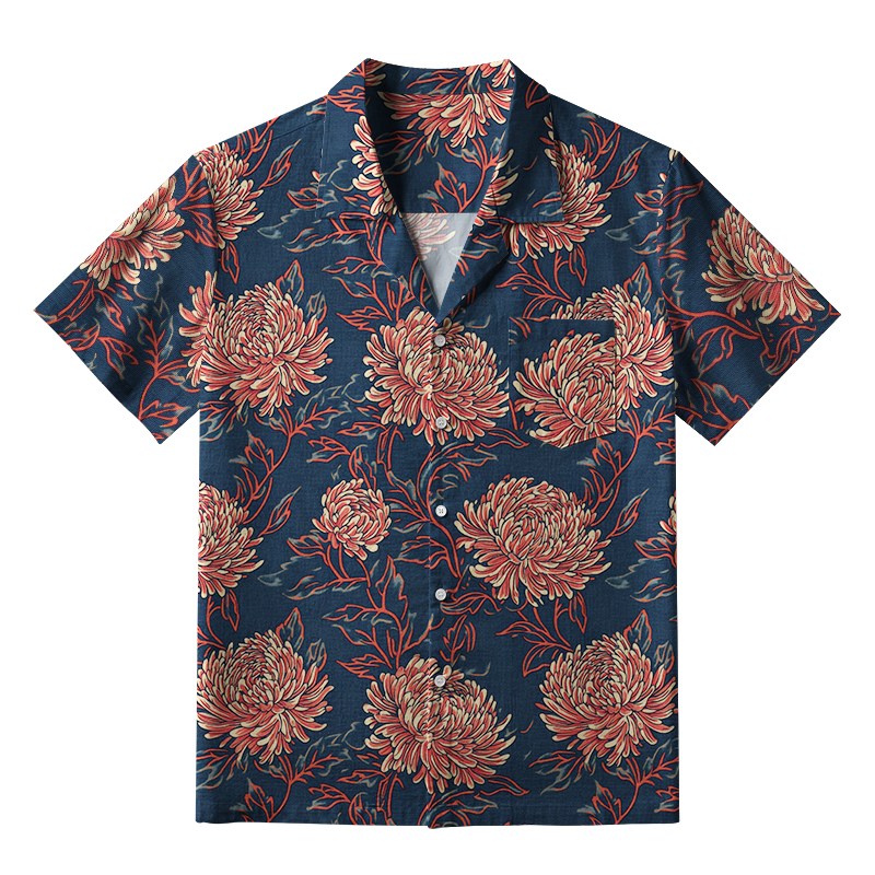 Tokyo-Tiger Blooming Chrysanthemums Aloha Hawaiian Shirt