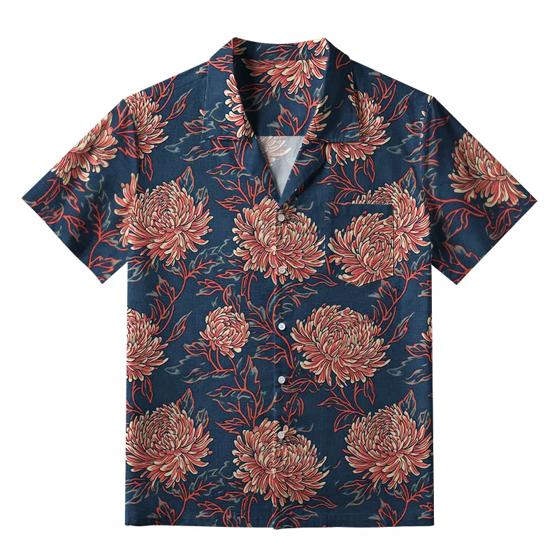 Tokyo-Tiger Blooming Chrysanthemums Aloha Hawaiian Shirt