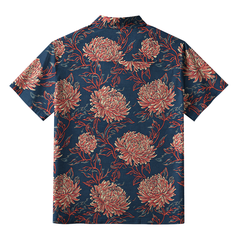 Tokyo-Tiger Blooming Chrysanthemums Aloha Hawaiian Shirt