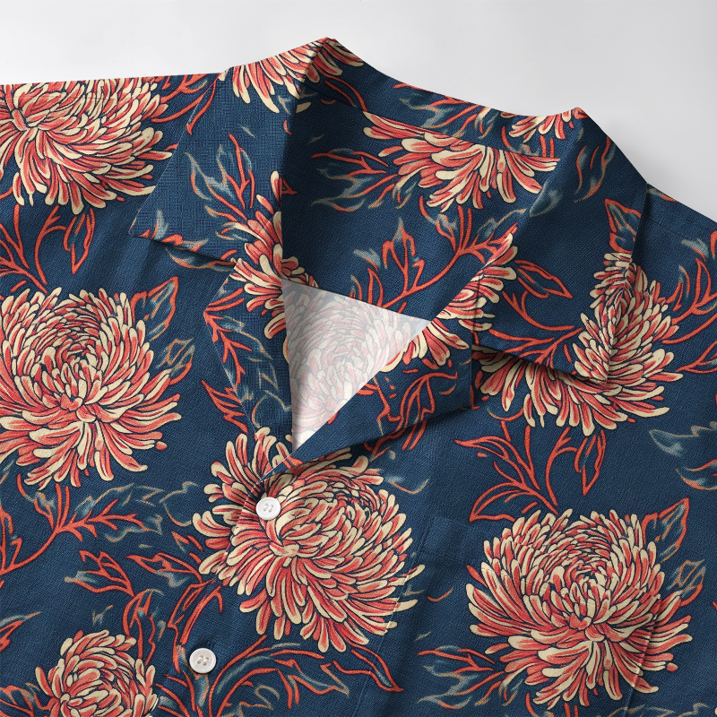 Tokyo-Tiger Blooming Chrysanthemums Aloha Hawaiian Shirt