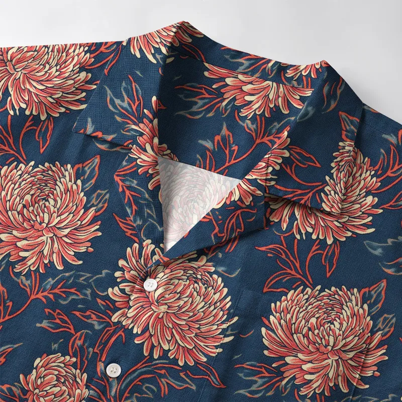 Tokyo-Tiger Blooming Chrysanthemums Aloha Hawaiian Shirt